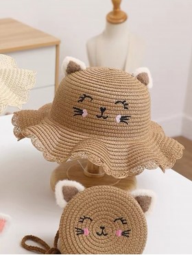 Kids Crochet Mini Sunhat W/ Cat Ears